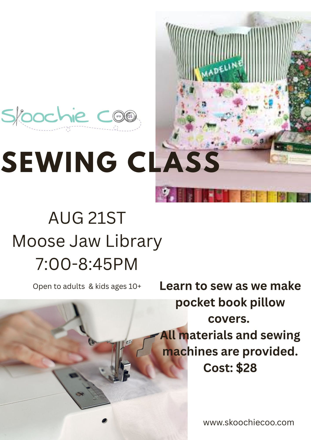 August 21st Moose Jaw Sewing Classes